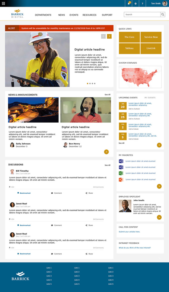 Sample Barrick Intranet Homepage
